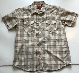 Attrak Jeans Western Heritage Pearl Snap Plaid Short-Sleeve Shirt, Brown, Size L - Picture 1 of 5