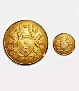 Set kleiner & großer antiker Knopf mit vergoldeter Lackierung - Skjöldebrand Wappen - Bild 1 von 3