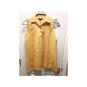 For Cynthia NWT Yellow 100% Linen Tunic Top Sleeveless Lagenlook Size Small - Picture 1 of 9