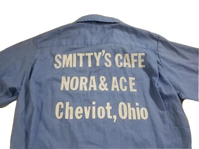 VTG 60's Rockabilly Bowler Shirt Atomic Mod Bob Cheviot Ohio Smitty's Cafe Men M - Image 1 of 4