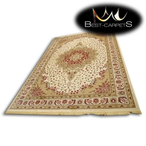 TRADITIONAL RUG 'KASZMIR' Flowers fringe ivory classic hard-wearing EASY CLEAN - Picture 1 of 6