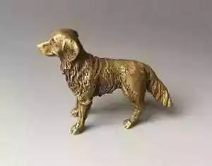 Antique Solid Brass Dog Small Ornaments Desk Decoration Carved Tea Pet Statues - Picture 1 of 9