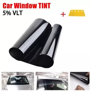 Black Car Window Tint Film Auto Glass Sticker Privacy Solar Film Static-Cling - Picture 1 of 11