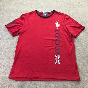 Polo Ralph Lauren Shirt Mens 2XL XXL London United States Olympic Red Blue Tee - Picture 1 of 12