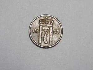 Old Norway Coin - 1955 5 Ore - Circulated - Picture 1 of 2