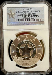 2015 US MARSHALS SERVICE Silver Dollar NGC PF70💥FLAWLESS QUALITY💥EARLY RELEASE - Picture 1 of 4