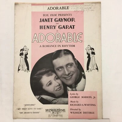 ADORABLE ©1933 Partituras De Colección Uke George Marion Jr, Richard Whiting Gaynor Foto 1 de 4