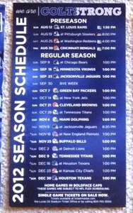 RARA CALAMITA CALENDARIO INDIANAPOLIS COLTS 2012 - FORTUNA PRIMA STAGIONE - COME NUOVA! - Foto 1 di 1