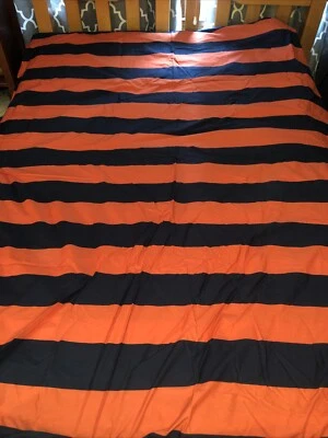 Funda nórdica PB Teen Pottery Barn Rugby a rayas tamaño doble algodón azul marino naranja dormitorio Foto 1 de 4