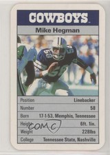 1987 Ace Fact Pack Dallas Cowboys Mike Hegman