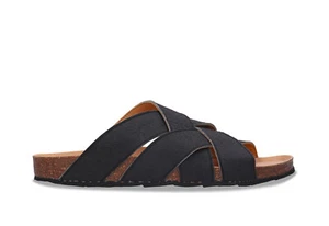Schwarz vegan Sandalen Unisex gepolstert anatomisch Upcycling Autoreifen Piñatex - Bild 1 von 9