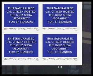US 5907a Alex Trebek imperf NDC plate block 4 LR MNH 2024 - Picture 1 of 1
