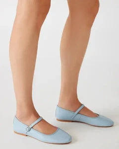 Steve Madden Vinetta Ballerinas babyblau Leder Mary Jane Damengröße 7 - Bild 1 von 6