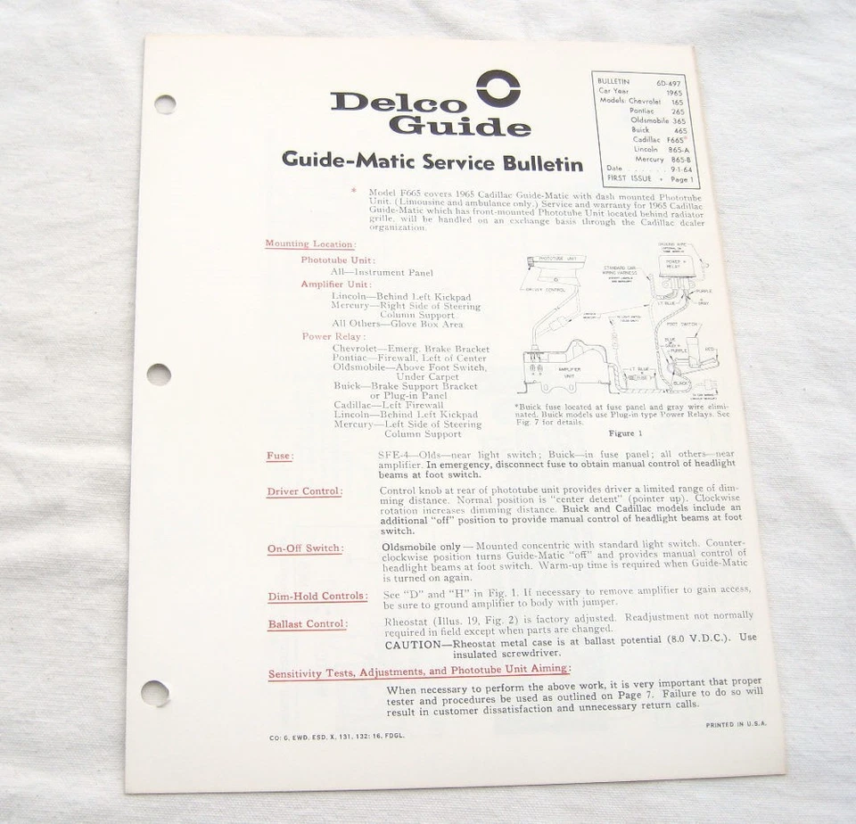 Impala Cadillac Grand Prix 1965 original GM Guide-Matic información de servicio/reparación nuevo en stock Foto 1 de 4