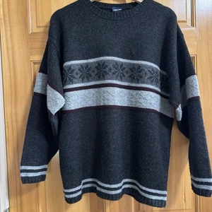 Vintage Cherokee Knit Men’s XL Gray Black Nordic Snowflake Pullover Crewneck Y2K - Picture 1 of 7
