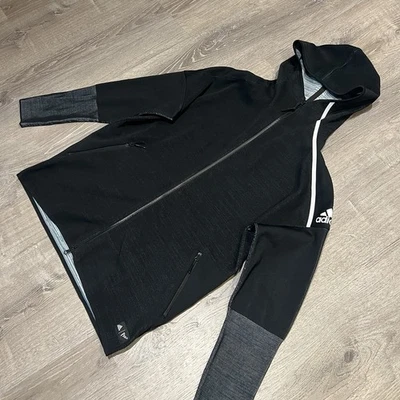 PARLEY x ADIDAS Z.N.E. Primeknit Full-Zip Hoodie Size LARGE Ocean Plastic BLACK - Image 1 of 4