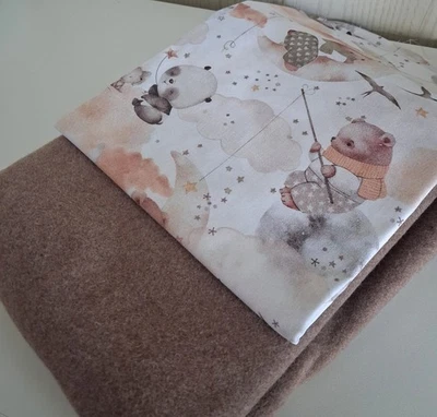 GOTS Baumwollfleece 50 x 145 cm mocca/ Baumwollstoff 50 x 140 - Bild 1 von 2