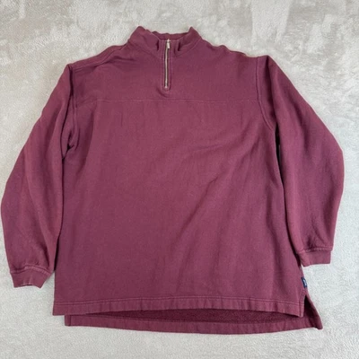 Vintage Levis Sweatshirt Mens Large Red Preowned Mock Neck Quarter Zip Pullover - Image 1 of 4