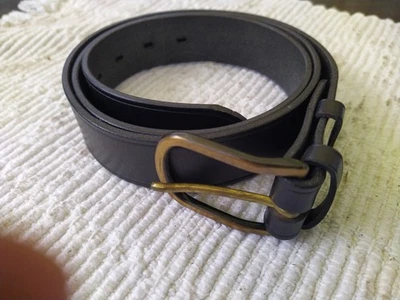 R M Williams Australia black cowhide leather belt, size 38"/96cm brass buckle - image 1 of 4