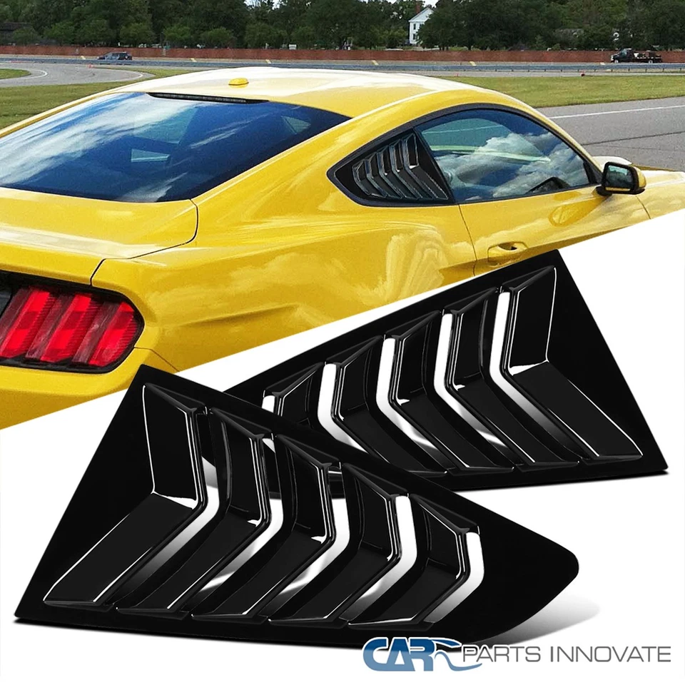 Fits 15-18 Ford Mustang Glossy Black 1/4 Quarter Side Vent Window Scoop Louver - Image 1 of 4