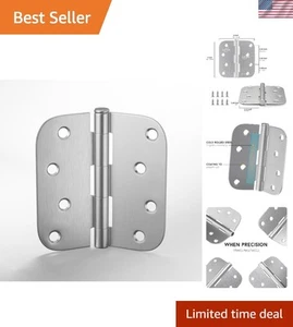 Residential Brushed Nickel Door Hinges - 48 Pack, 4" Size with 5/8" Radius - Picture 1 of 9