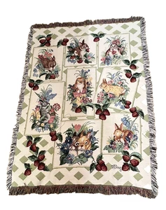 Rabbits Woven Tapestry Afghan Manual Inspirational Collection 72" x 52" Cpttpn - Picture 1 of 12