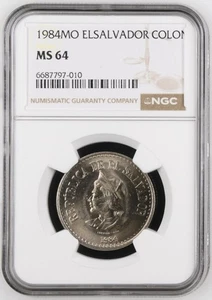 El Salvador 1 Colon 1984Mo NGC MS 64 - Picture 1 of 2