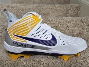 Nike Force Savage Pro 3 LSU Tigers Yellow Football Cleats FJ5748-105 Sz 15 RARE - Picture 1 of 12