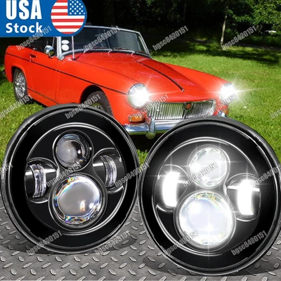 2x 7inch Round Projector LED Headlights Hi-Lo Beam Fits for MG Midget 1969-1979 - Image 1 of 4