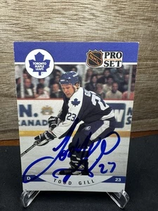 1990-91 Pro Set #534 Todd Gill Toronto Maple Leafs RC In-Person ON-CARD AUTO - Picture 1 of 2