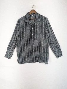 Impressions Button DownGary Black White Vertical Stripe Long Sleeve Casual XL - Picture 1 of 7