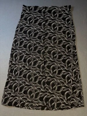 Briggs New York 2XL Black Looping White Rings Pattern Maxi Skirt Button Closure - Image 1 of 4