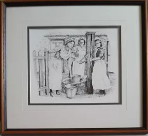 D J OLDS "TO FETCH A PAIL OF WATER" ORIGINAL PEN DRAWING, SIGNED - Picture 1 of 7