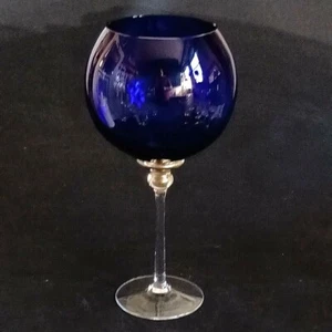 UNION STREET SIENNA COBALT WINE GLASS, Hand Blown, LARGE, Blue, 10 1/4", 34 oz - Picture 1 of 5