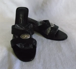 Zapatos Brighton Denise Cuero Tejido Correas Cuña 5.5 M Negro - Imagen 1 de 10