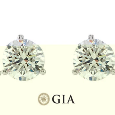Aretes redondos de platino con diamantes GIA atornillados G VS2 1 22 tcw Foto 1 de 3
