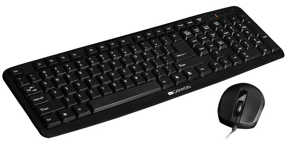Wired USB Keyboard & Mouse Deskset, Black - CANYON - Image 1 of 1