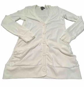 Wet Seal Button front Long sleeve cardigan White, Poly. Cotton Sz L - Picture 1 of 4