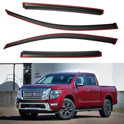 Genuine 2016-2024 Nissan Titan Crew Cab In-Channel Smoke Window Visor Deflector - Image 1 of 4