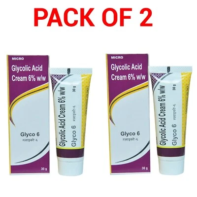 2x Glyco 6 Glycolic Acid Cream For Dry Skin, Acne & Hyperpigmentation 30gm each - Image 1 of 3