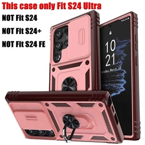 For Samsung Galaxy S24 Ultra Shockproof Case, Magnetic Ring Stand Cover Pink Red - Picture 1 of 16