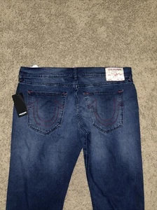 True Religion Men’s Ricky Jeans Relaxed Straight Dark Indigo Blue 40X34 NWT - Imagen 1 de 12