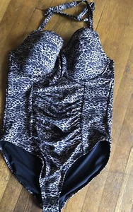 Swimsuits for All Plus Size Swim Sexy Leopard Print Halter Size 22 - Picture 1 of 7