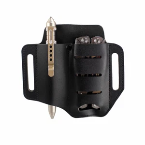 Leather 2 Pockets Multitools Holder Organizer Tool Sheath Belt Pouch - Picture 1 of 13
