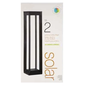 GTX Natually Solar Pathway Bollard Light 2 Pack 30 Lumens Black Finish - Picture 1 of 6