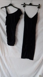 Ladies Black Stretchy Bodycon Strappy Dress & Top. Size 6/8. Select/Club L. - Picture 1 of 12