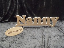 Wooden Words MDF Nanny Sign Plaque Letters Craft Gift Family Freestanding word