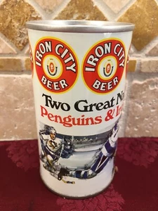 IRON CITY Pittsburg Penguins Collector Can Pittsburg Brewing 1975 with TAB empty - Picture 1 of 7