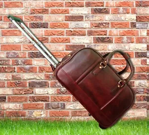 Leder Trolley Rad Seesack Rollen Reisen Handgepäck Handgepäck - Bild 1 von 5