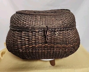 Vtg/antique Amish Kavli sket Wicker Woven Storage Basket ? - Picture 1 of 24
